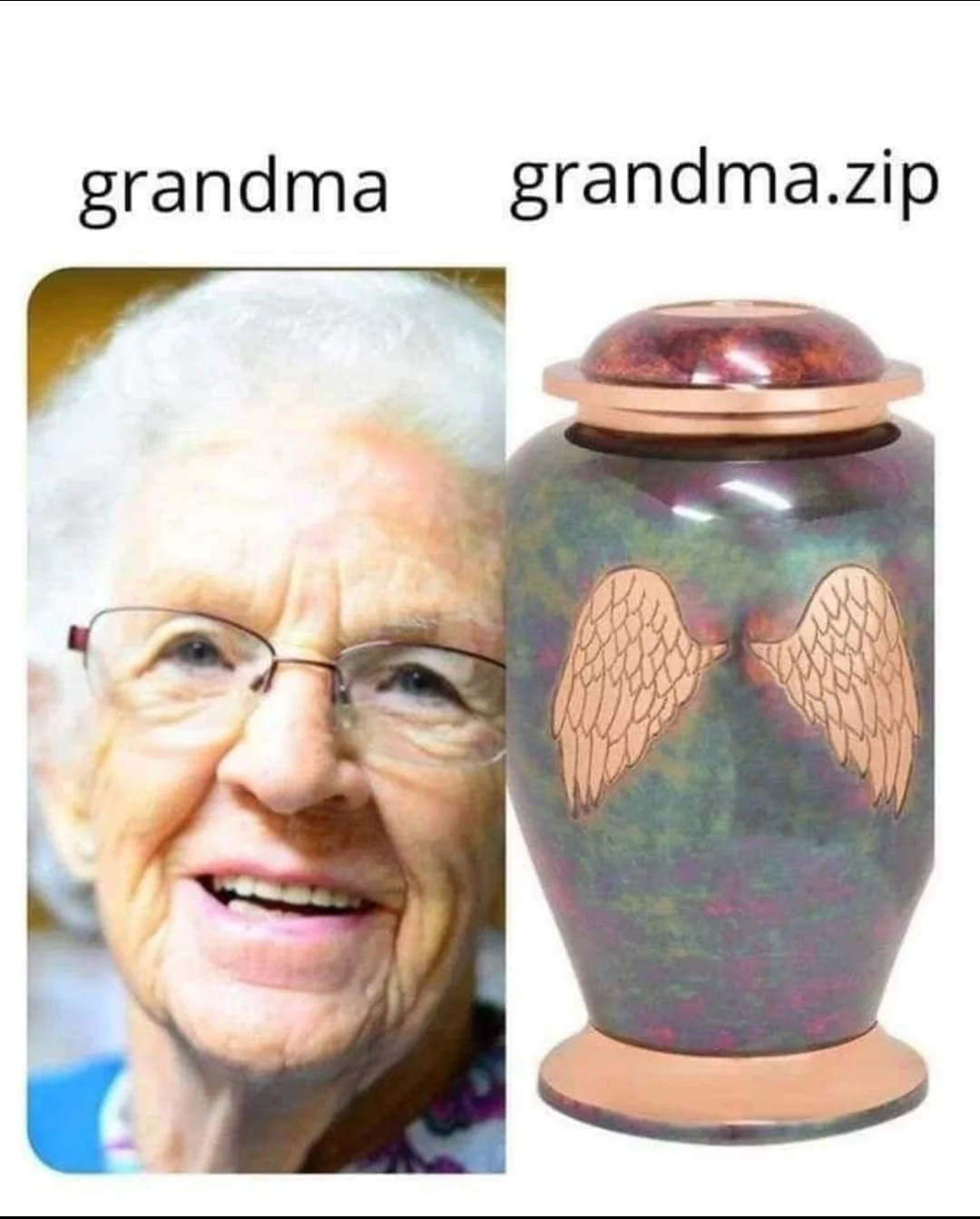 Kuva mummosta, jolla kuvateksti grandma. Vieressä kuva vaasista, jolla kuvateksti grandma.zip Kuva mummosta, jolla kuvateksti grandma. Vieressä kuva vaasista, jolla kuvateksti grandma.zip